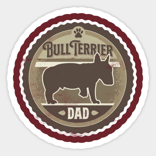 Bull Terrier Dad - Distressed English Bull Terrier Silhouette Design Sticker by DoggyStyles